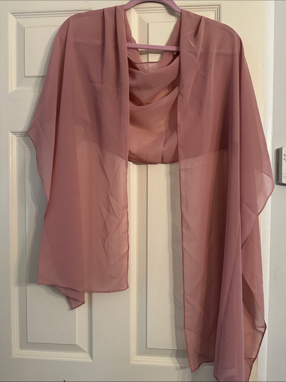 Azazie Sheer Draped Scarf-Style Camisole Top in Dusty Rose